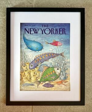 Framed 1992 The New Yorker Magazine Cover March 23 Underwater Tour John O'Brien